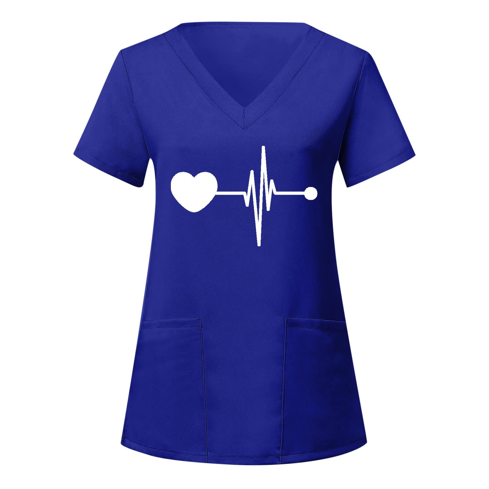 Plain Scrub_ for Women Christmas Halloween Nursing Uniforms V Neck Short Sleeve Nurse T Shirts with Pockets Scrub_shirts