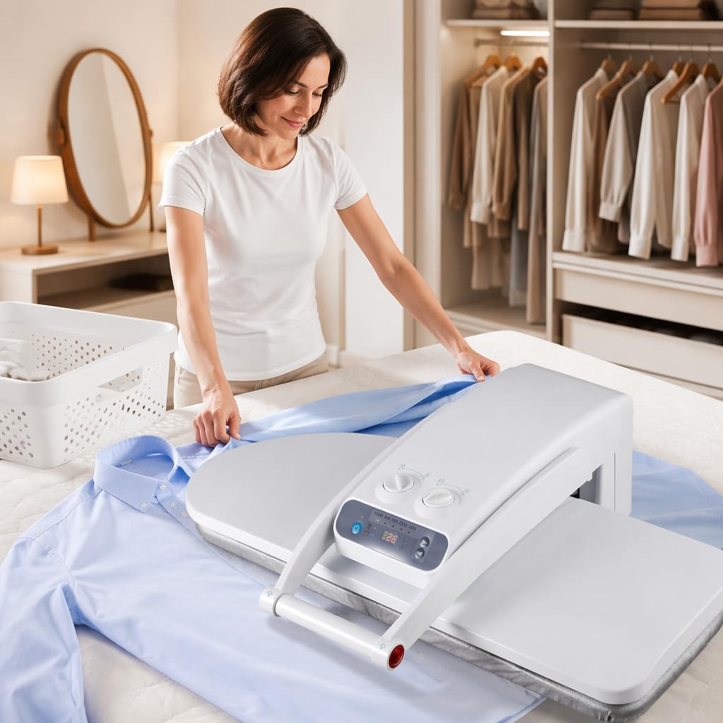 Pressa a vapore professionale da 1800 W per stiratura intensiva con serbatoio dellacqua di grandi dimensioni e piastra sovradimensionata per una cura efficiente del bucato.
