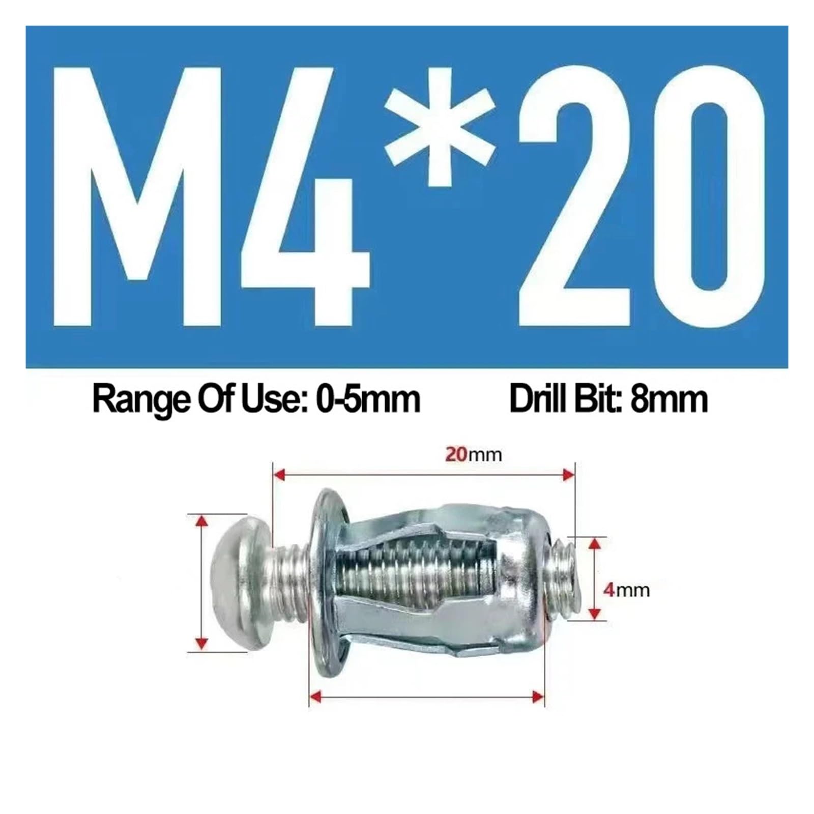 Tuercas Jack M4/M5/M6 Anclajes de expansión de tuercas de remache de pétalos de metal Plata 4/20/40/60 PCS