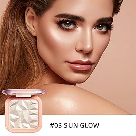 ELESSY Highlighter Makeup Palette,Face Glitter illuminator Palette,Natural Sparkling Finish Highlighter Powder,High Glossy Shimmer Smooth Baked Powder,Lasting Shining Highlighter Palette -SUN GLOW