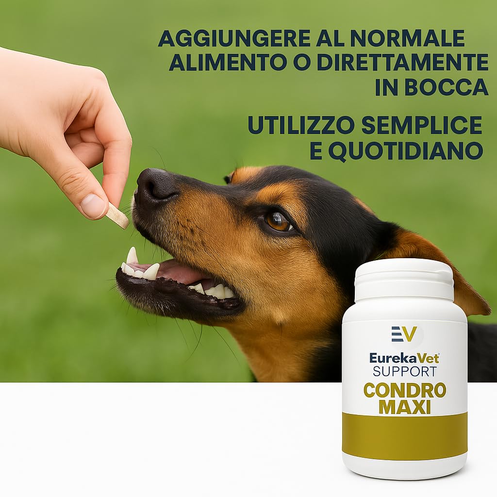 Eurekavet Support Condro Maxi 100 Compresse Integratore per Articolazioni Cani e Gatti | Condroprotettore per Cartilagini e Mobilità | con Glucosamina e MSM Supporto a Movimento e Benessere Quotidiano