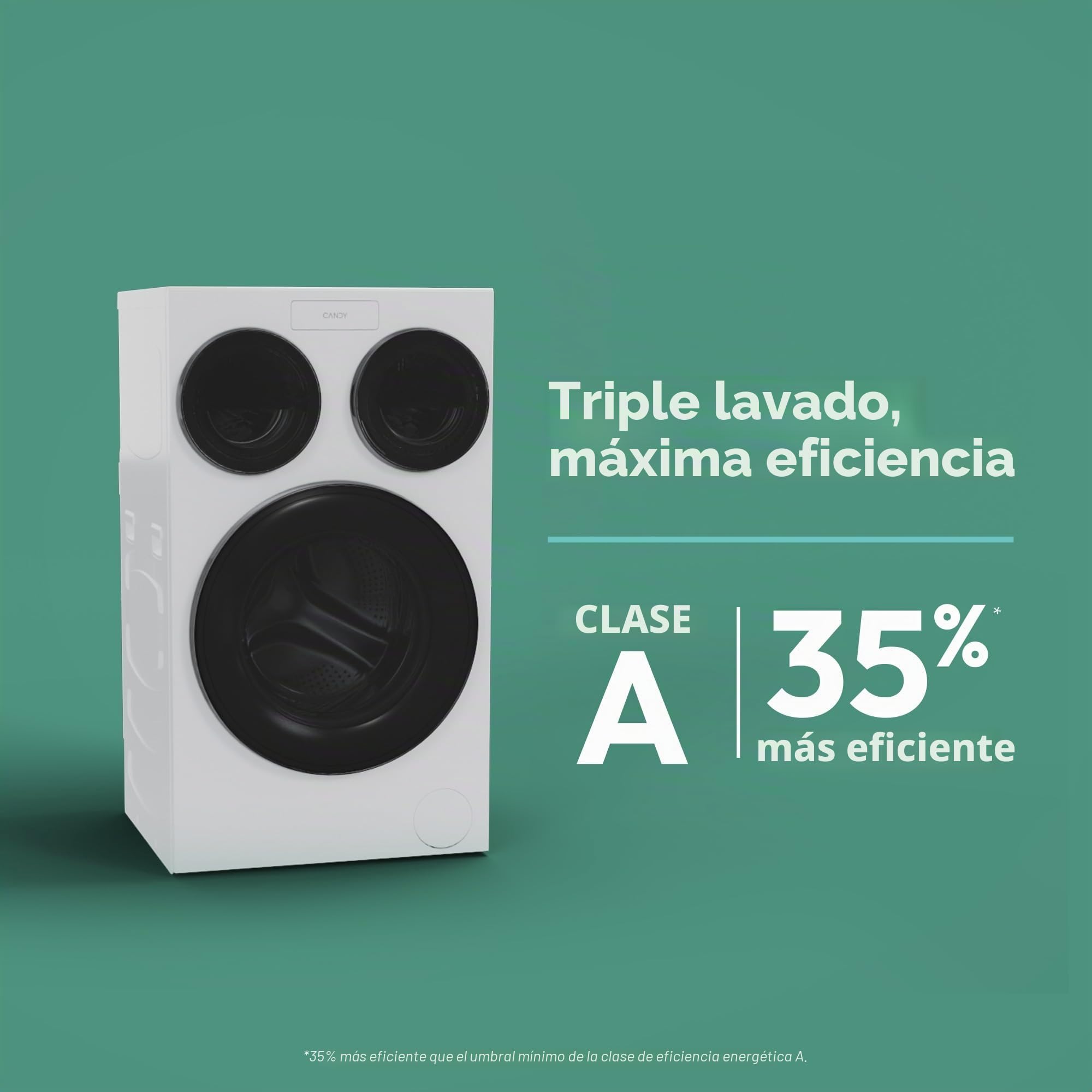 Candy MultiWash Lavadora 3 Discos Independientes 10 + 1 + 1 kg 1400 RPM Motores Direct Drive Autoensamblaje Smart AI, Clase A, Higiene UV Blanco
