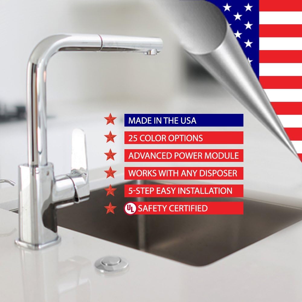 Single Outlet Garbage Disposal Turn On/Off Sink Top Air Switch Kit in Antique Copper. Compatible with any Garbage Disposal Unit and Available in 25+ Finishes by NORTHSTAR DÉCOR. Model # AS010-AC