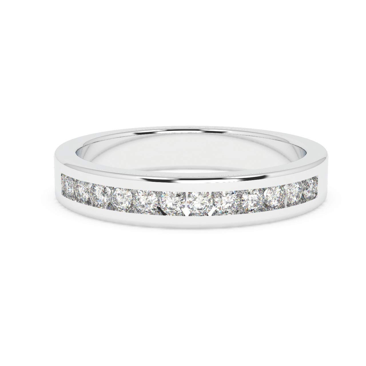 BuyFineDiamonds0.25ct Half Eternity Ring For women, Natural Diamond wedding ring palladium 4mm