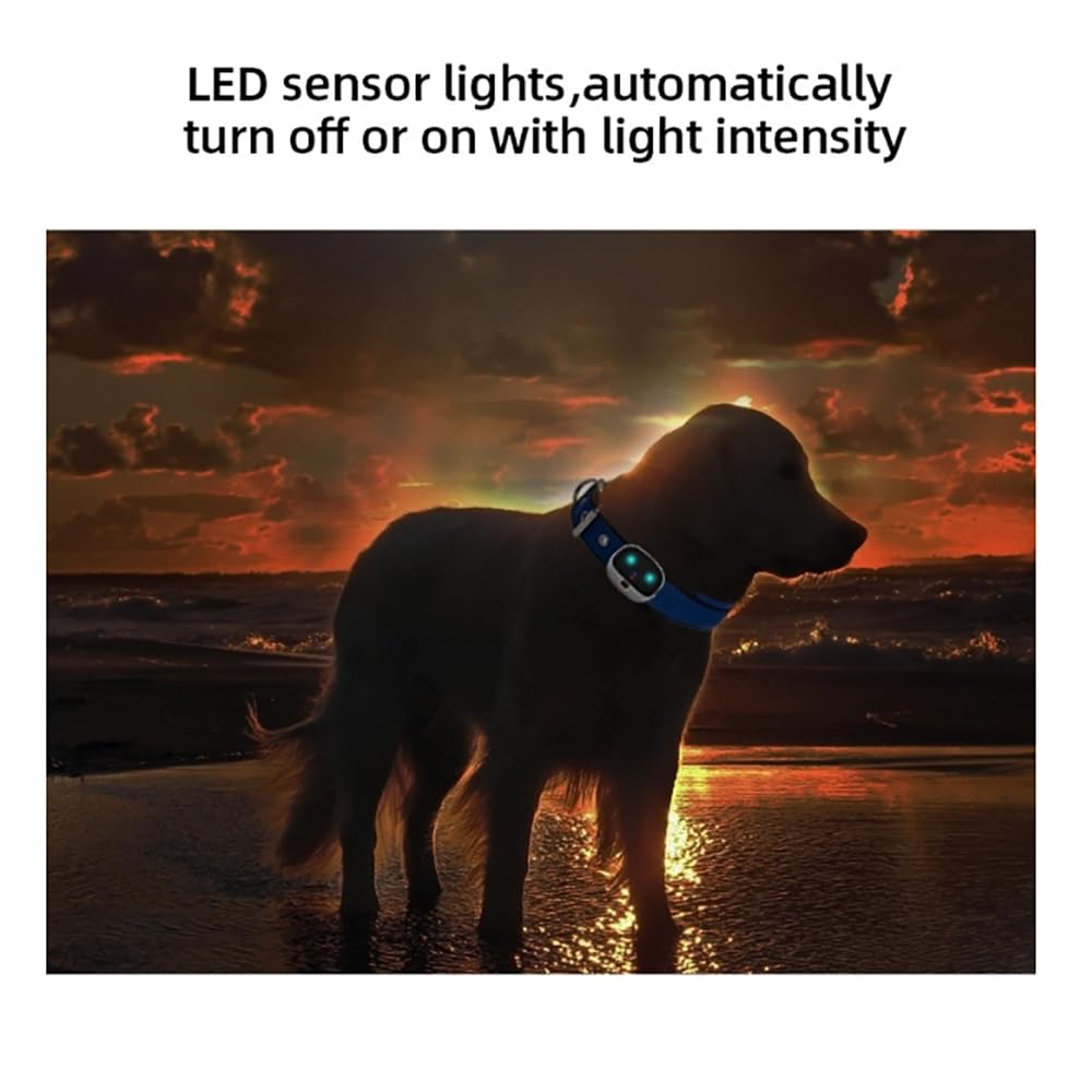 Rastreador de perros GPS, collar inteligente recargable para mascotas con seguimiento y luces LED, sistema de contención de mascotas para Corgi y Shiba Inu, datos deportivos y alarma de batería baja