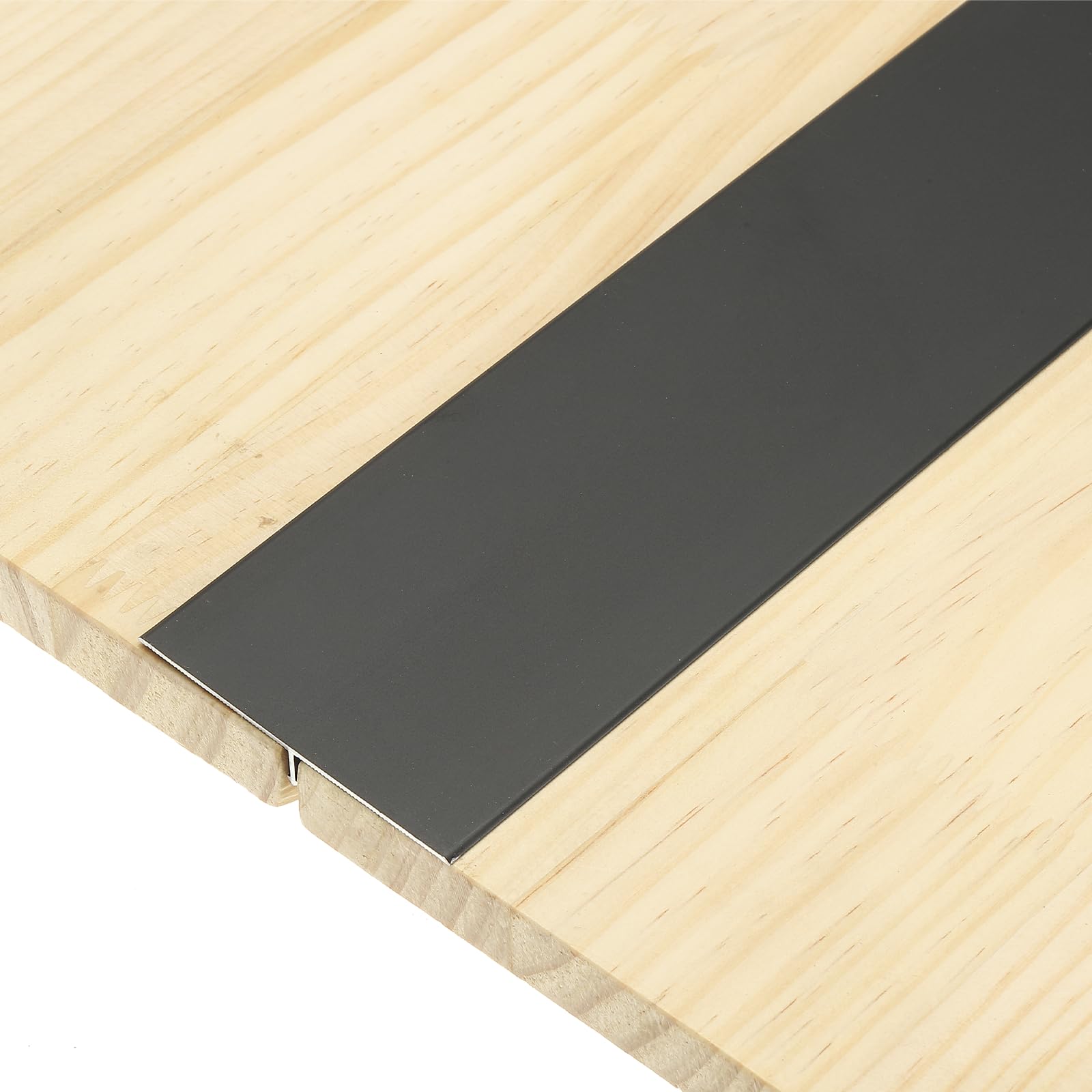 sourcing map 3Pcs T-Molding Transition Strips, 9m x 60mm (L x W) Aluminium Alloy Floor Flat Divider Strip Vinyl Flooring Edging Trim for Floor Gaps Doorways, Matte Black