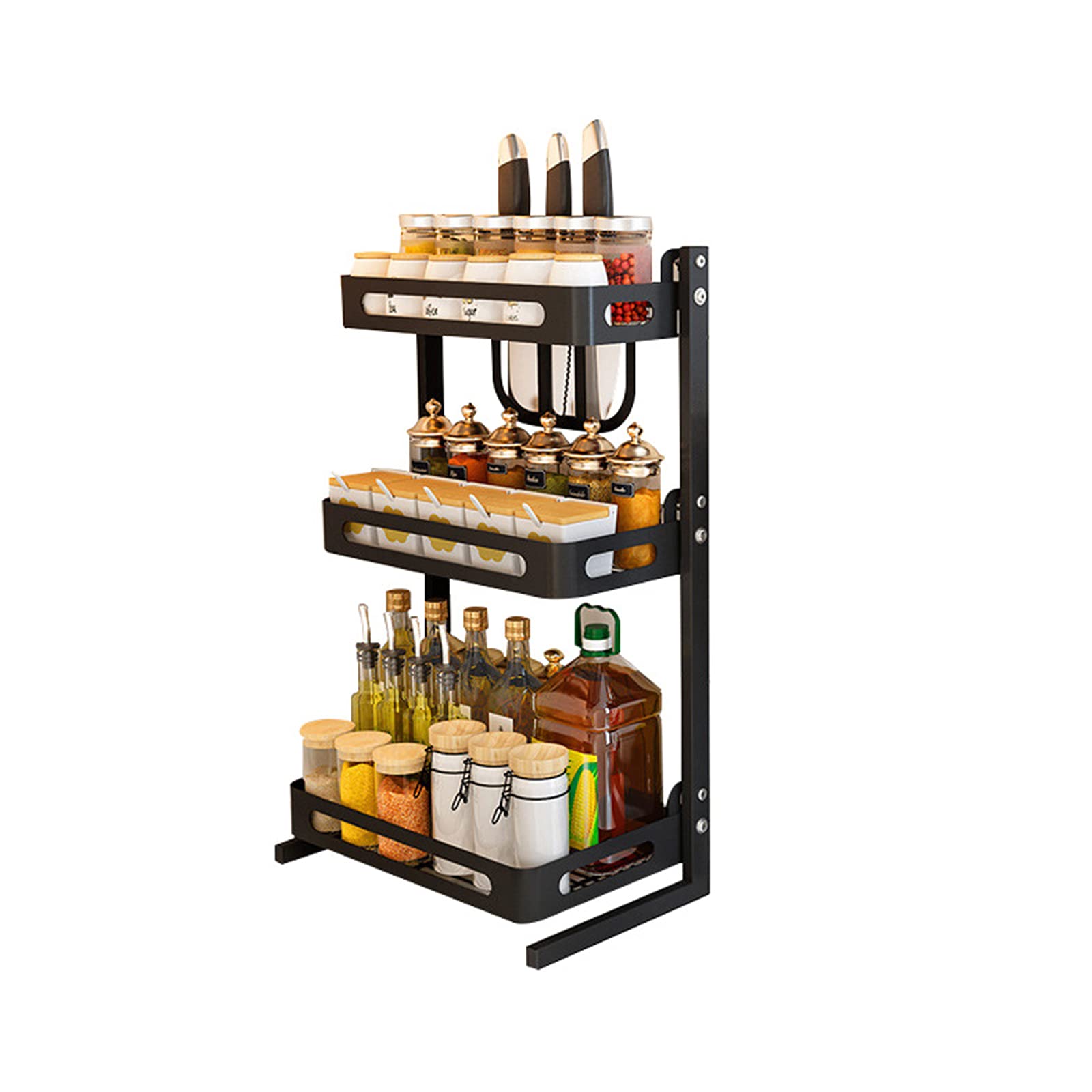 Support de cuisine en acier inoxydable à 2/3 niveaux, support mural et étagère de rangement au sol
