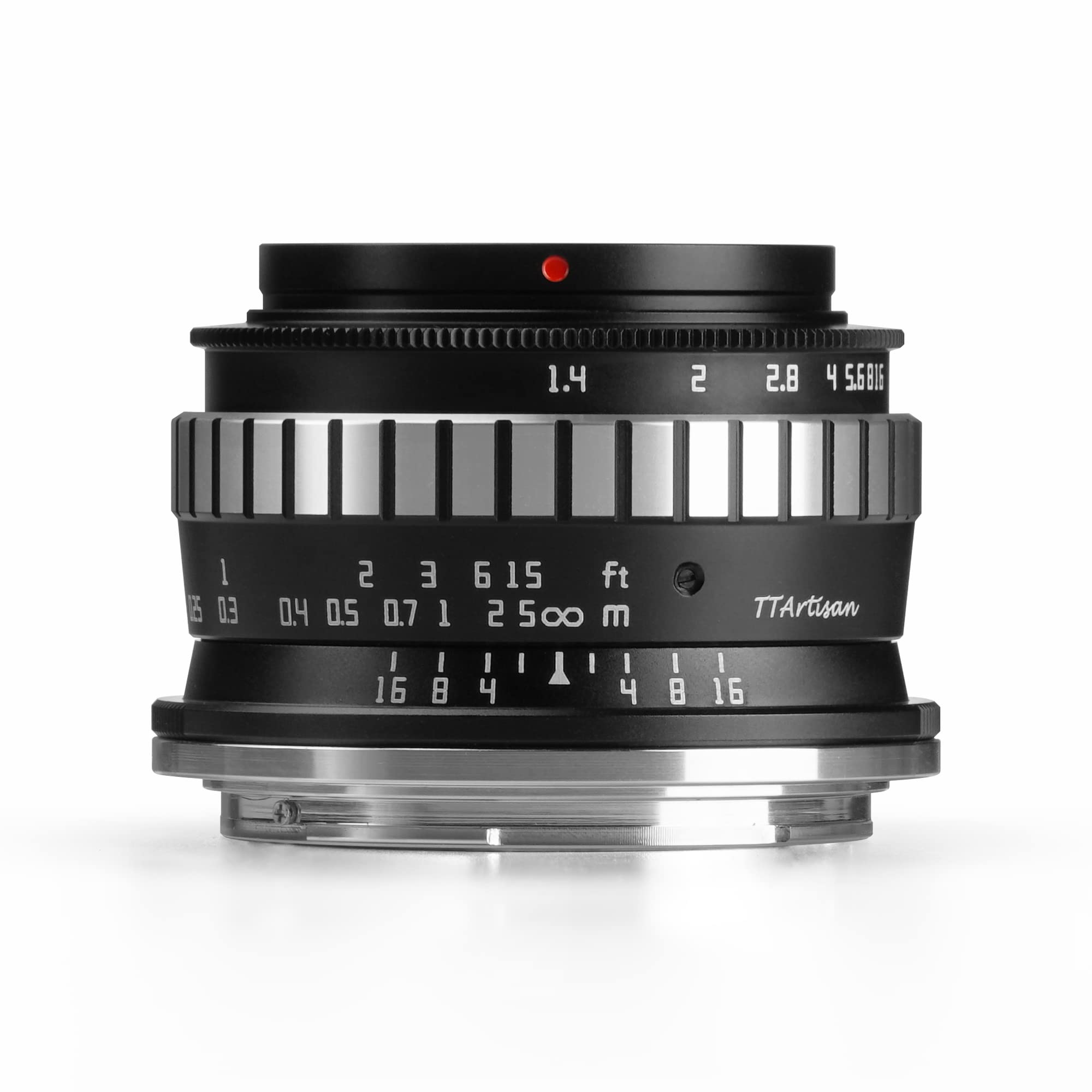 TTARTISAN 23 mm F1.4 APS-C Camera Lens Wide Angle Prime Lens Portable Lens for M43 Mount Suitable for Portret Street Snapshot (M43, czarny i srebrny)