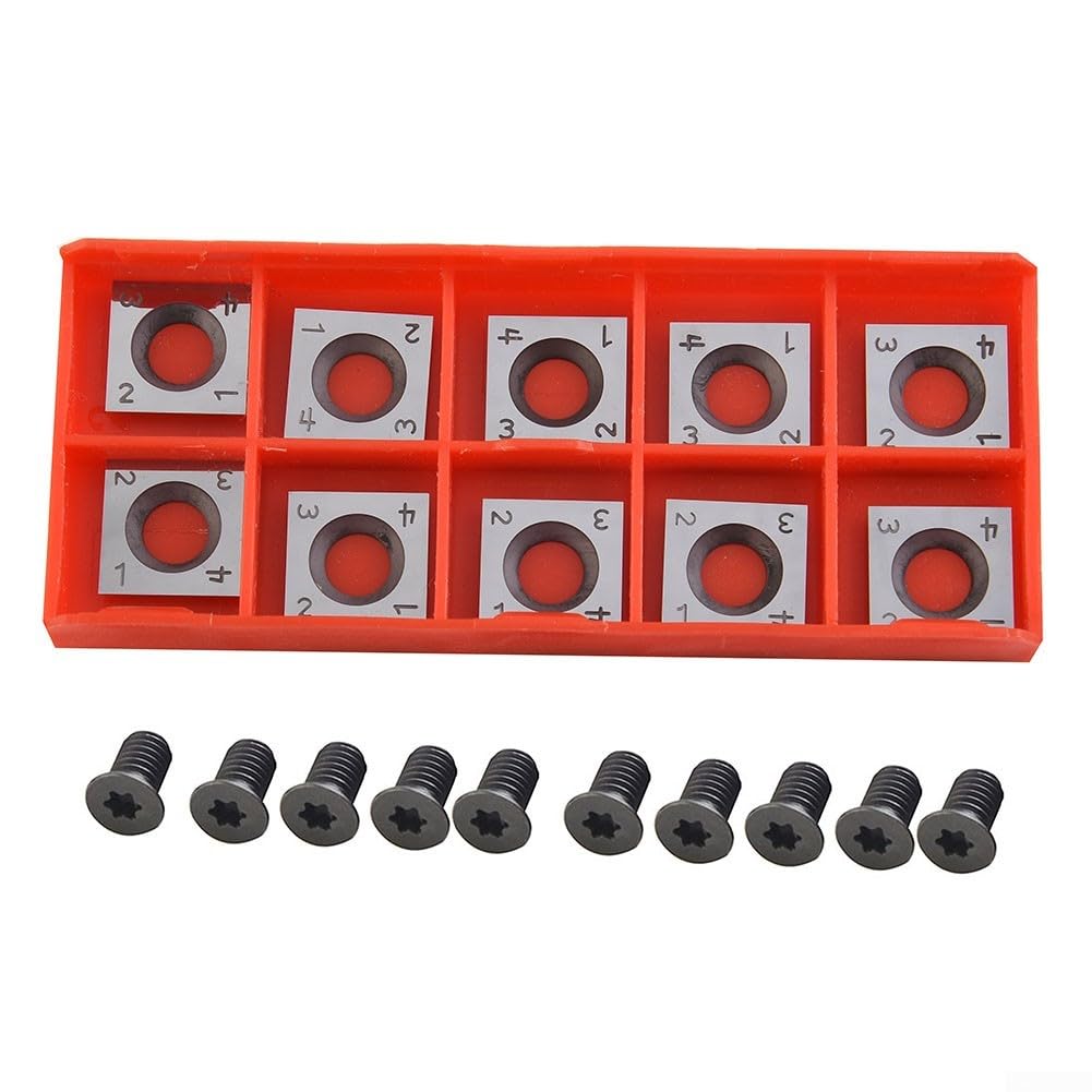 TCT Wendbare Hobelmesser-Einsätze, 10 Stück, 14 x 14 mm, Hartmetall, quadratisch, Schneiden