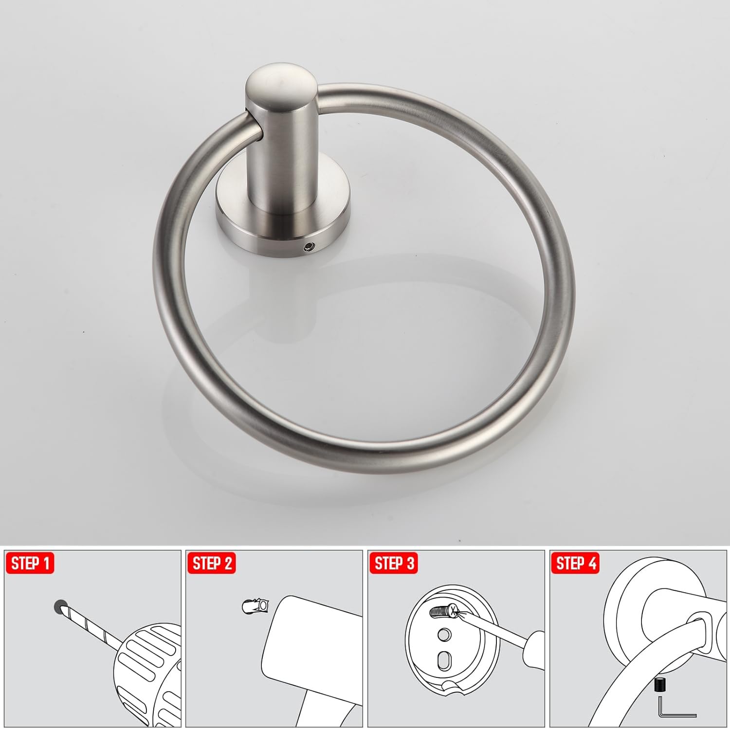 BGL Toallero de Acero Inoxidable 304 Cepillado, toallero de Anillo para Montaje en Pared para baño