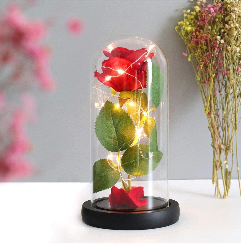 Saffri Red Led Lights Rose Gift Perfect Present For Mum Nanny Nanna Nan Grandma Gran Christmas Birthday Anniversary Mother's Day Present