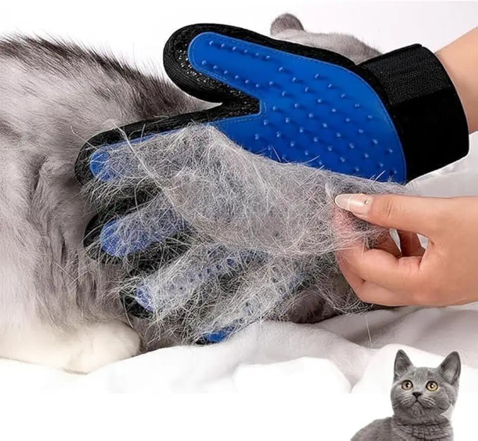 Luva Escova Pet Tira Pelos Cães e Gatos Nano Magnética Massageadora Remoção de Pelos Borracha Relaxante Tamanho Único Universal para Animais de Estimação