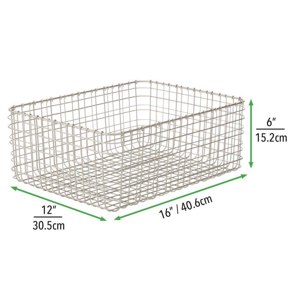 mDesign panier en métal pratique (lot de 6) – panier de rangement compact pour cuisine et garde-manger – panier rangement polyvalent pour aliments, ustensiles de cuisine, etc. – argenté mat