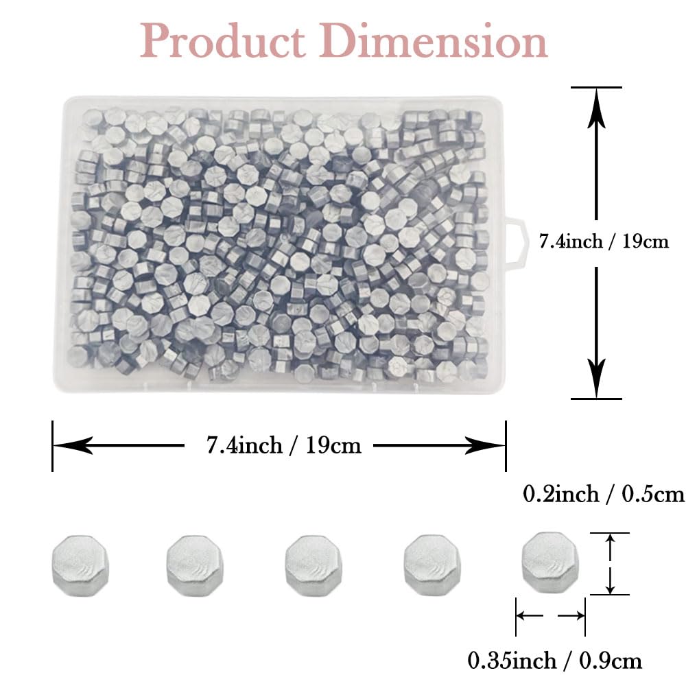 Ioggser 560 PCS Octagon Sealing Wax Beads for Wax Seal Stamp Wedding and Party Invitations (Silver) - Image 3