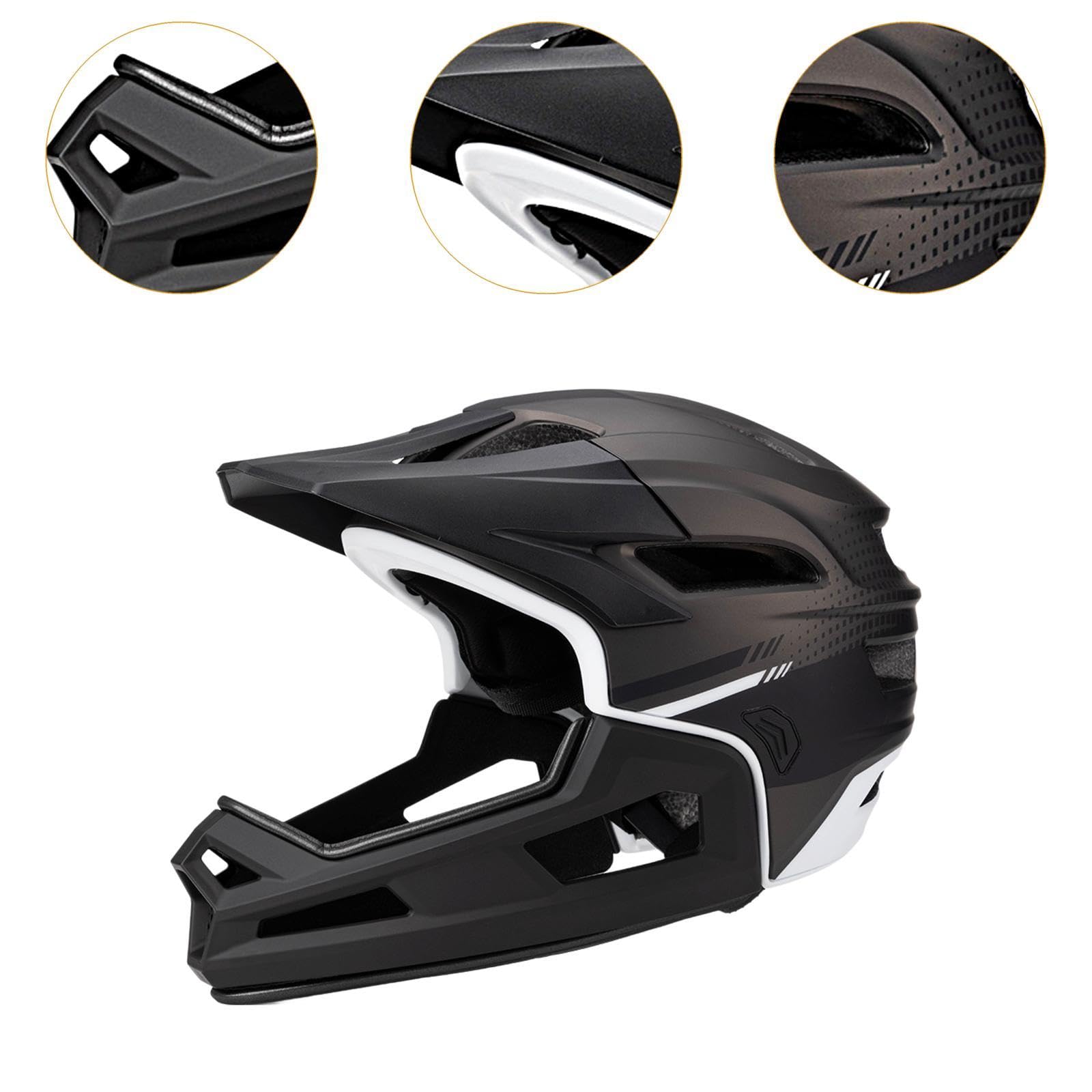Casco para Bicicleta Ajustable, Casco Integral MTB con Mentonera Desmontable y Ventilación, Casco Bicicleta Adulto para Patineta, Snowboard, Ciclismo de Montaña, para Mujeres y Hombres