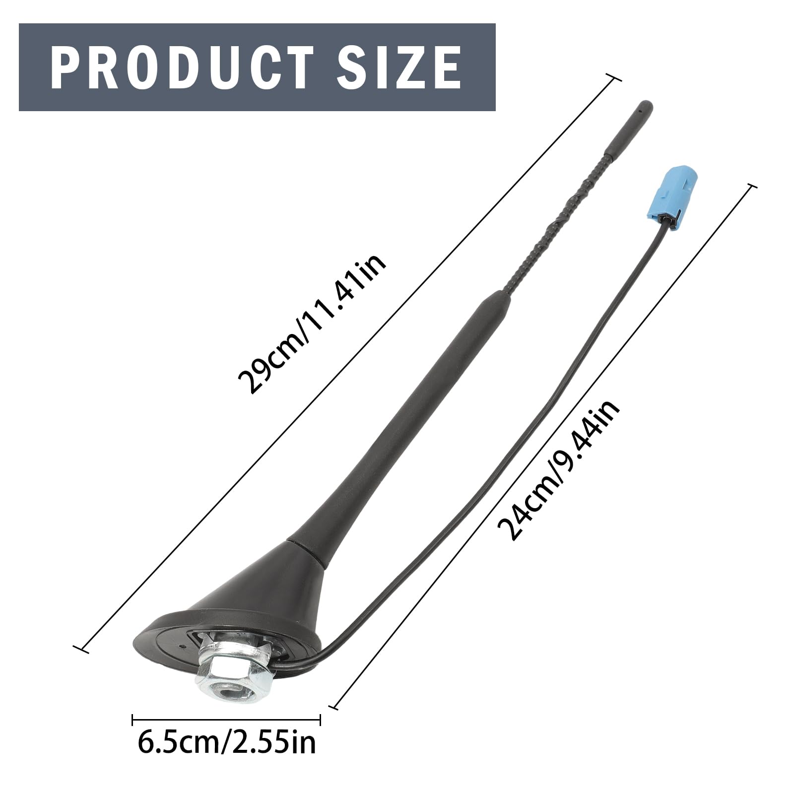 Antenna per tetto auto HC97 compatibile con Astra G/H Corsa C/D Meriva A Vectra C Signum Omega B Zafira A/B lunghezza asta 28 cm