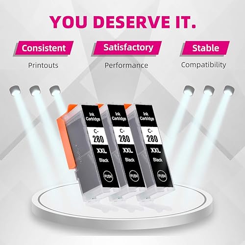 Miniatura 2 de Intactech 280XXLPGBK - Cartuchos de tinta negra de repuesto para Canon PGI-280XXL PGBK PGI-280 XXL, tanque de tinta negra, funciona con Pixma TS6120