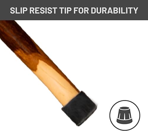 Miniatura 6 de Bastones de madera rústica para senderismo, bastones hechos a mano para niños, mujeres y hombres, bastones de senderismo con correa de cuero para la