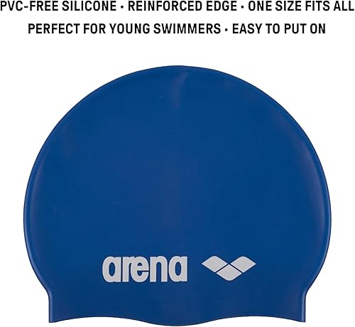 Miniatura 11 de Arena Gorra de natación clásica unisex de silicona para niñas y niños, cómoda y duradera, talla única Negro/Plateado,Verde lima