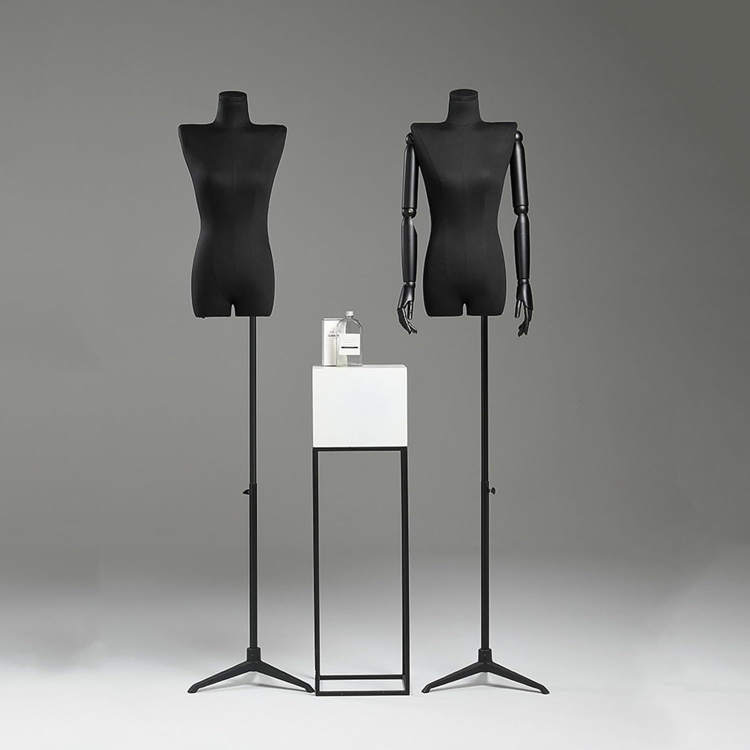 Adjustable Black Dress Form Mannequin with Metal Stand - Flax Tailors Dummy for Clothing & Jewelry Display, 3 Colors (Silver, Black) - Ideal for Fashion Designers & Retailers