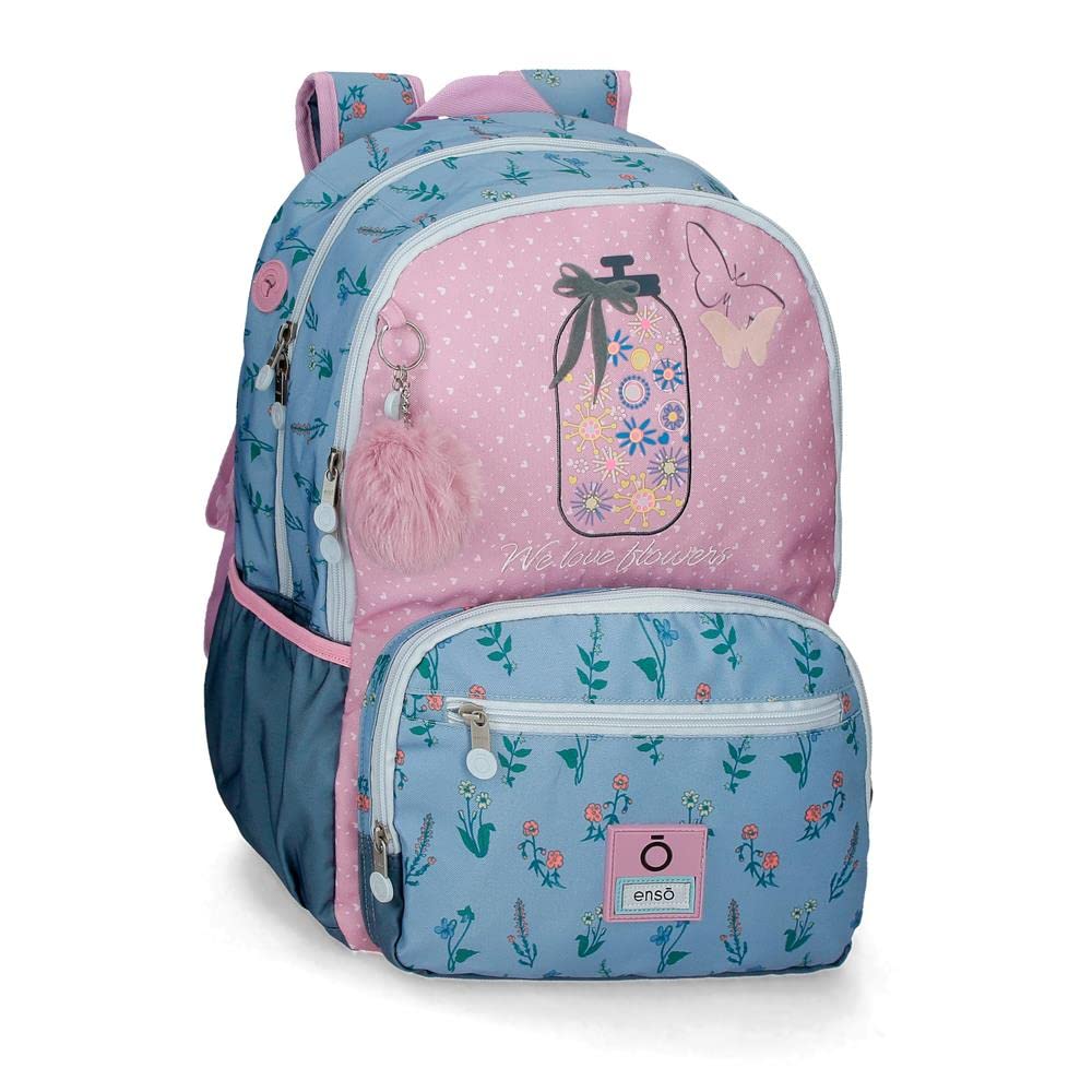 Enso We Love Flowers Mochila Escolar Doble Compartimento Adaptable a Carro Rosa 32x44x17 cms Poliéster 23,94L