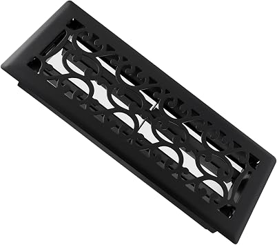 Black Floor Register for 4x12 Inches Holes - Heavy Duty Walkable Steel Floor Registers Adjustable Airflow Floor Vent Covers - Savannah Design - Matte Black - Air Vents Floor to Allow Walk