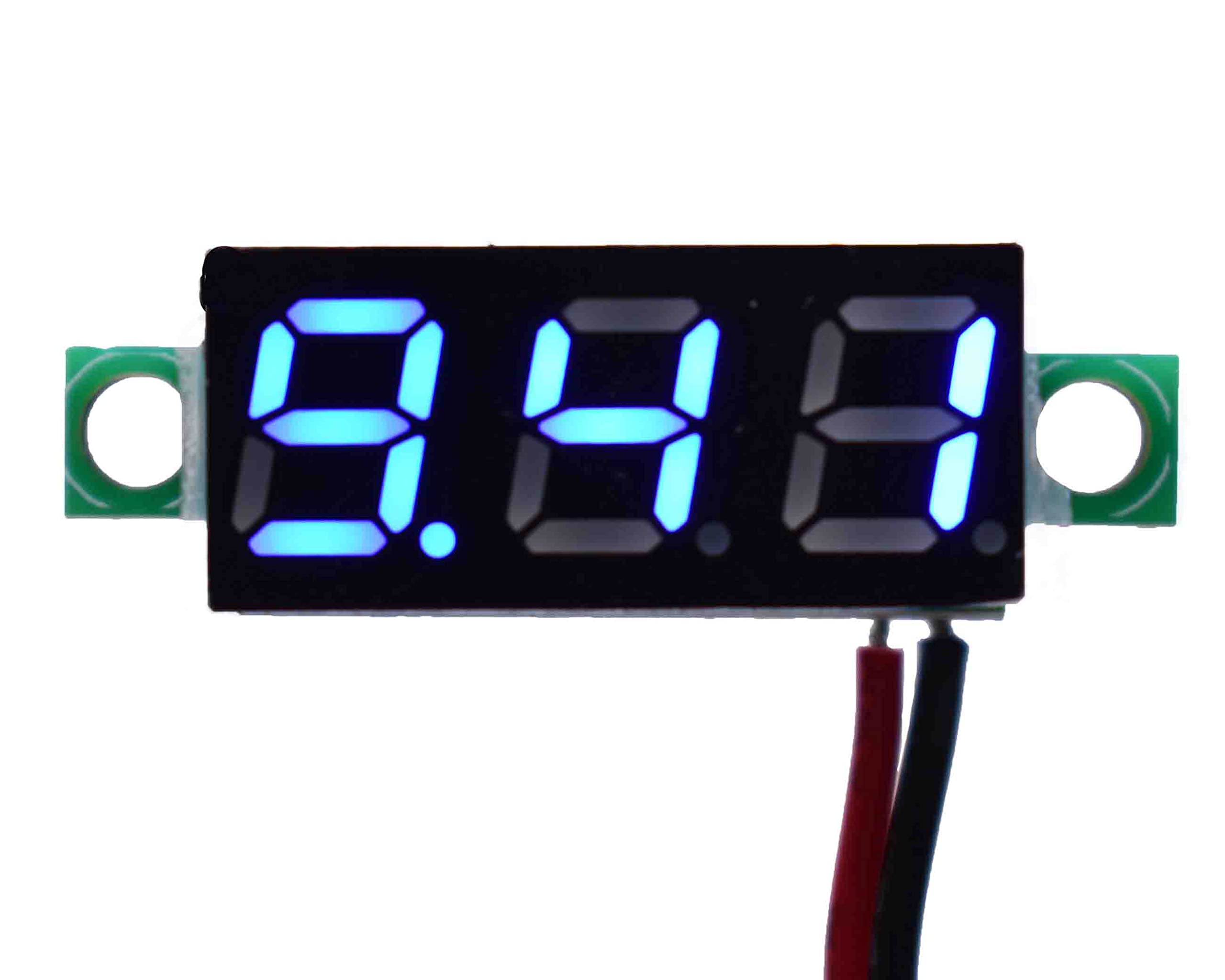 Voltmetro digitale da 0,7 cm (0,28) DC 3,5-30 V super mini digitale rosso verde blu giallo LED voltmetro voltmetro pannello pannello monitor batteria (blu