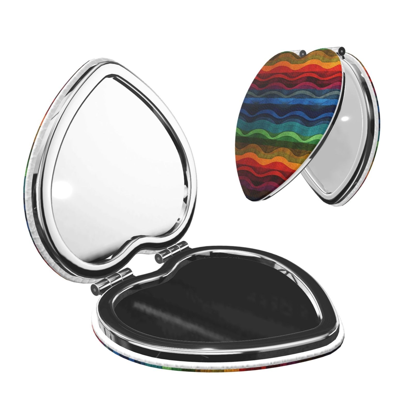 DWVTSLH Rainbow Compact Mirror for Purse, Double-Sided 2X/1X Magnifying Mirror for Women Men, Travel Makeup Mirror for Handbag, Handheld Vanity Mirror for Gift