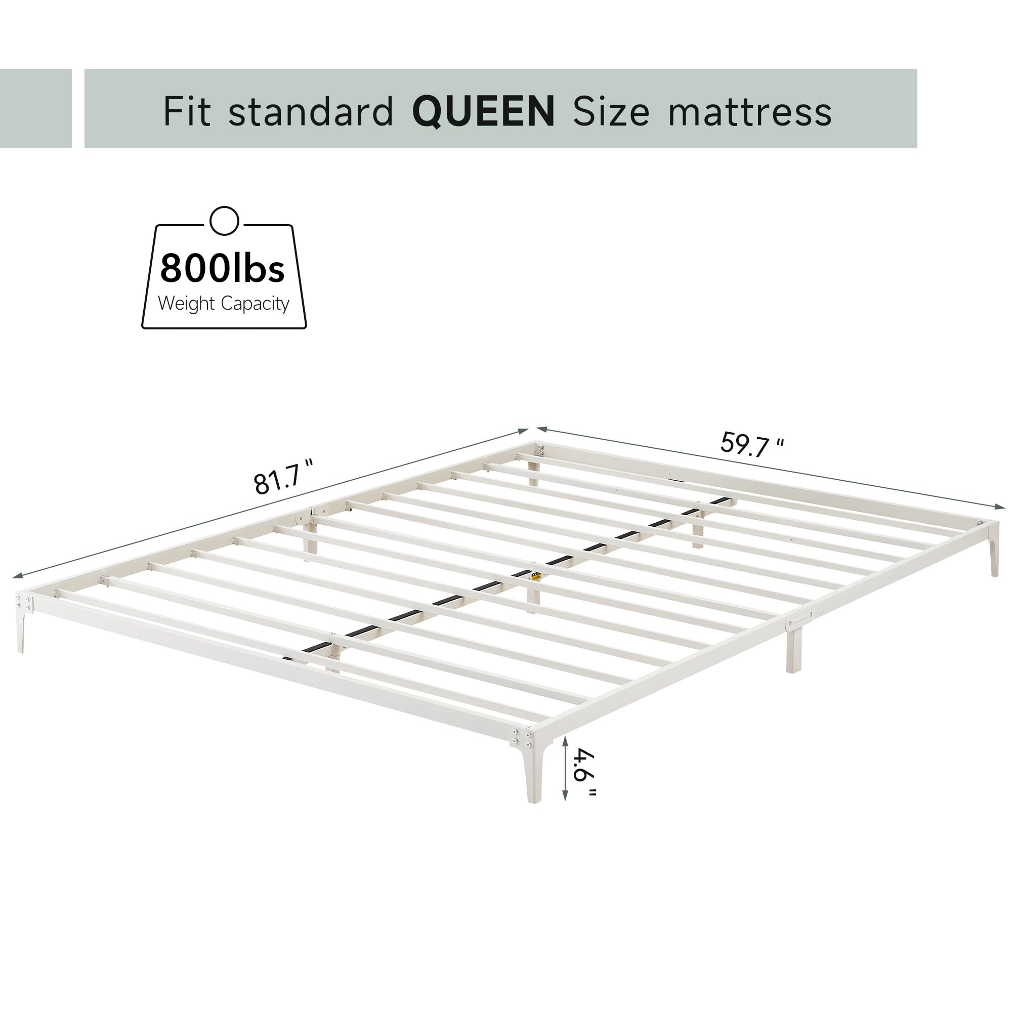 IDEALHOUSE Metal Low Bed Frame, 6 Inch Queen Size Platform Bed Frames