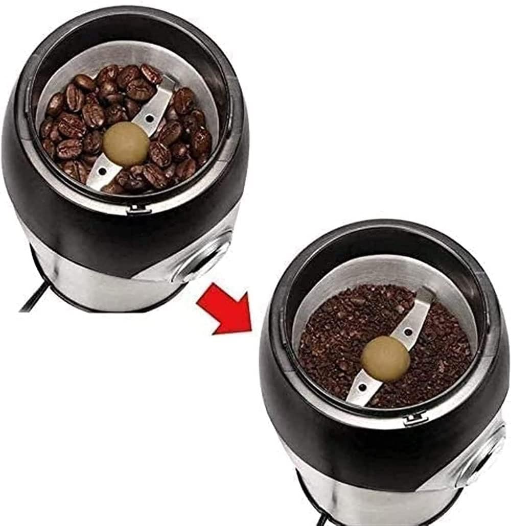 Electric Coffee Grinder, Spice Grinder Coffee Bean Grinder, Stainless Steel Blades, One-Touch Control for Coffee Beans, Spices, Seeds, Herbs, 200W (Size : Silver)