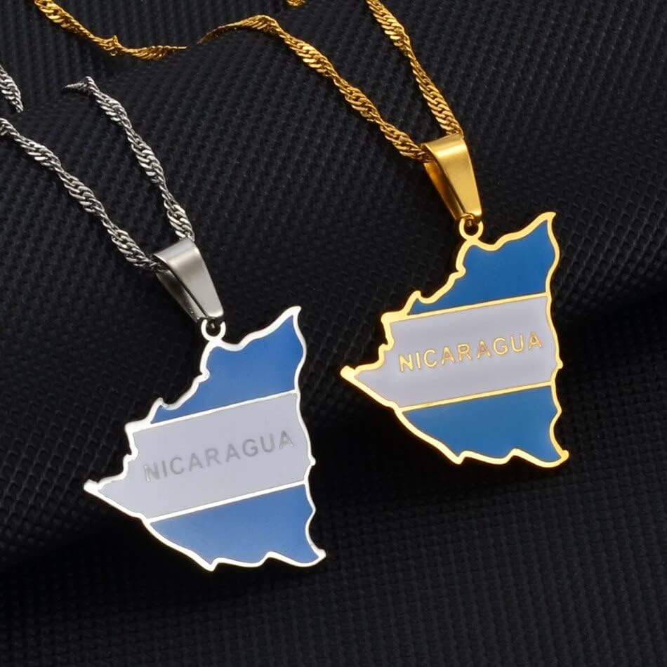 Miniatura 4 de Nicaragua - Accesorios de joyería para mujeres, hombres, niños, niñas, con colgante de bandera de mapa de Nicaragua, collares para mujeres, dijes de