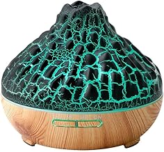 YUEMOL Difusor de aroma de vulcão Ultrasonic Wood Grain Flame Essential Oil Aromatherapy Volcano Diffusers, 300ml, Timer & Waterless Auto-Off for Home Office ( Color : Light wood grain , Size : 15*15c