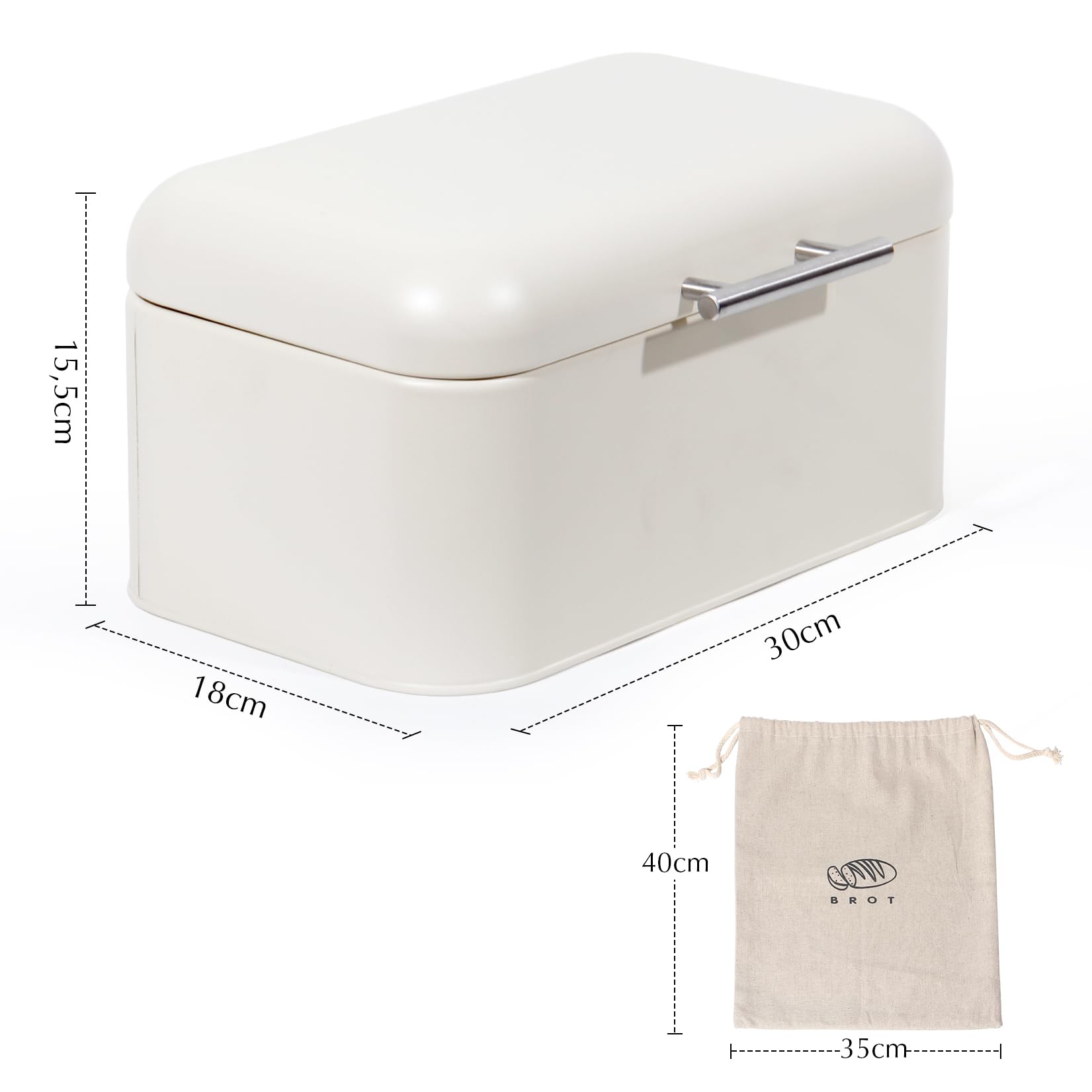 SYLANDO Brotkasten aus Metall mit Edelstahlgriff, Brot Lange Aufbewahren, Retro Brot Box, Brotaufbewahrungsbox mit Deckel