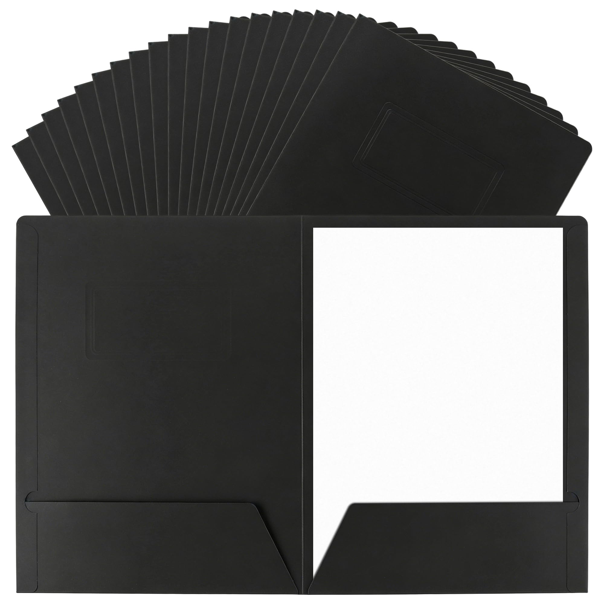 FUNSUEI 20 Pack A4 Paper Presentation Folder with Card Slot Pockets, Black