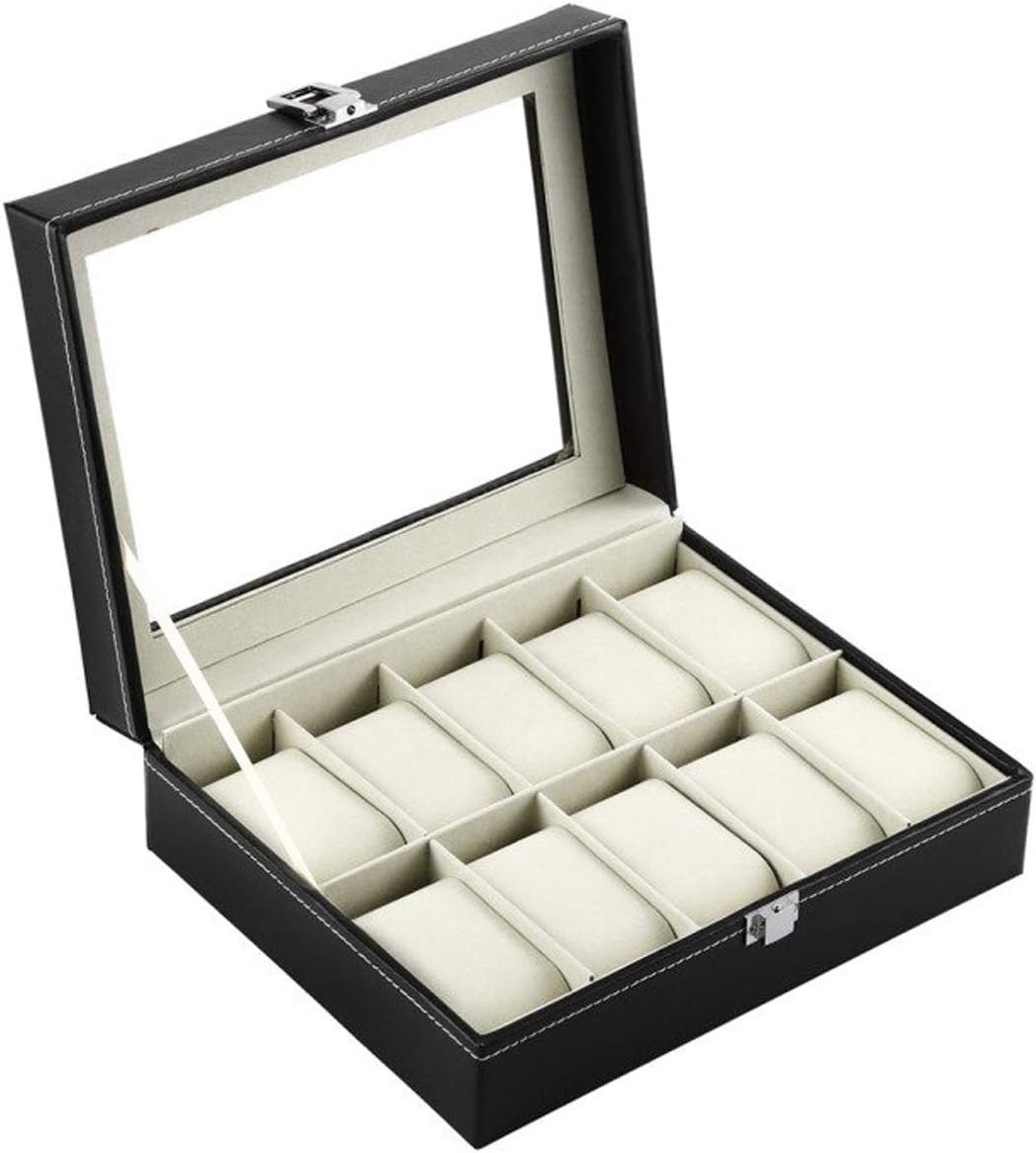 Sofia's Findings Leather Personalized Watch Box | Engraved Watch Box for Men - Monogrammed Leather Watch Box | Miller Design (10 Slot)