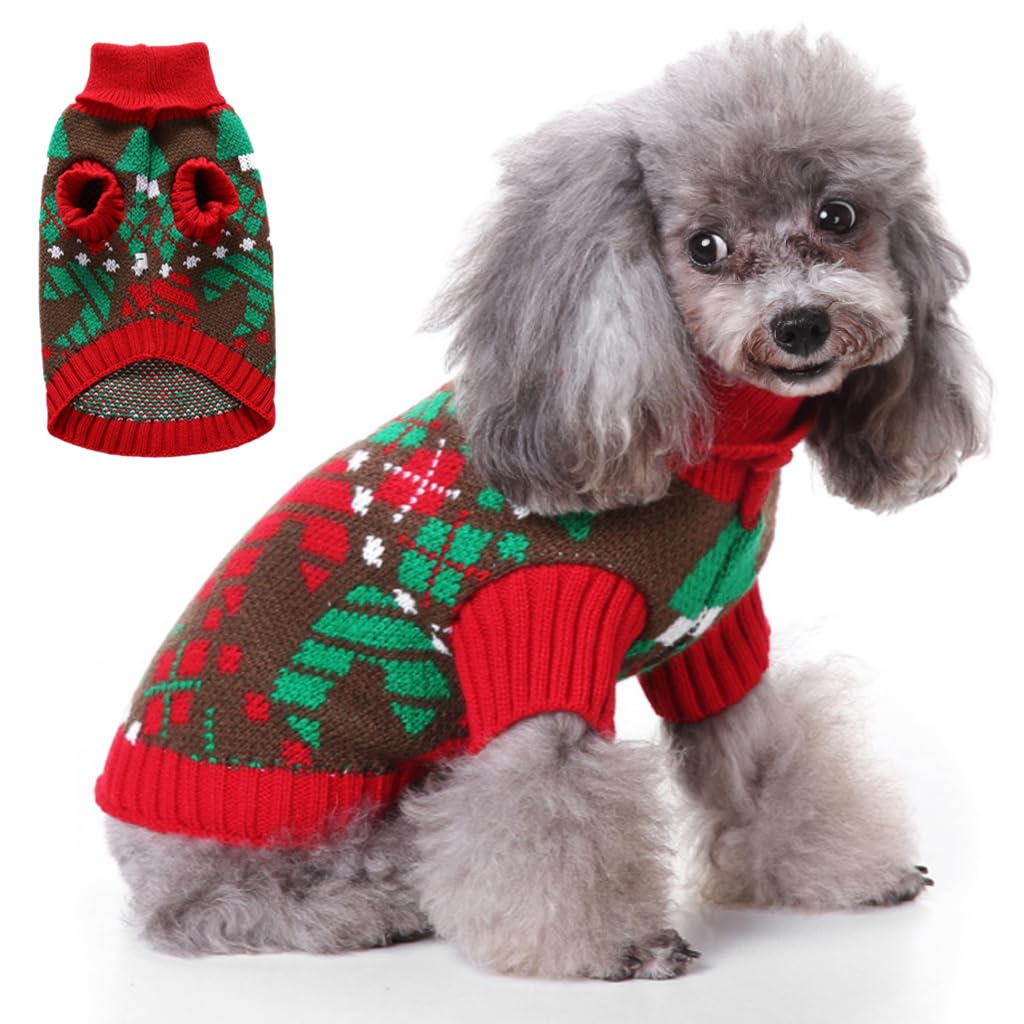 Qpets® Winter Clothes for Dog Knitted Crocheting Sweater for Small Dogs Print Sweater Christmas Suit for Small Dogs Christmas Sweater for Dogs Gift for Dogs (Red, Size: XL) (B0CBS35QJD) Amazon Price History, Amazon Price Tracker