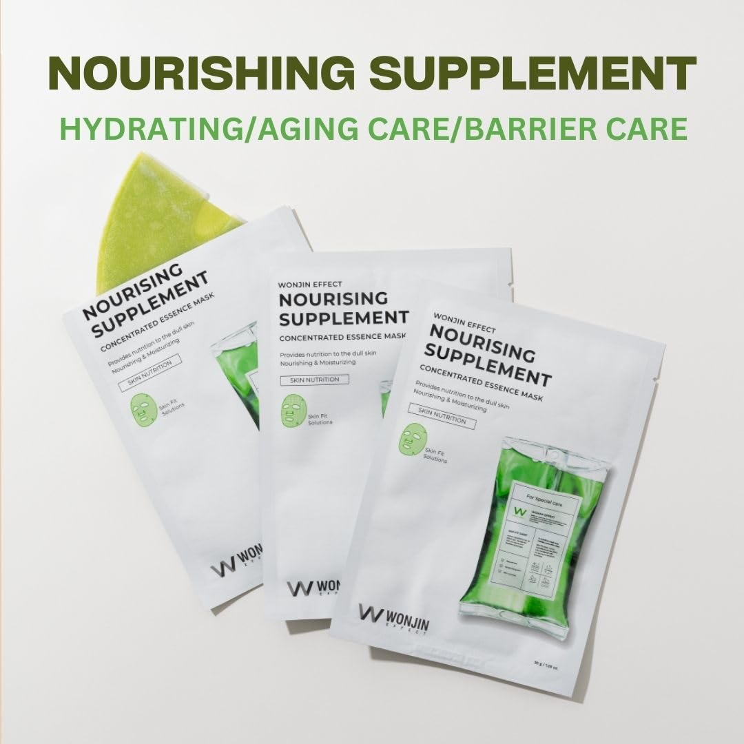 Wonjin Effect NOURISHING SUPPLEMENT MASK 1.05 fl Oz*10 pieces Hydrating, Moisturizing, Skin Elasticity, Wrinkle Care - Image 4