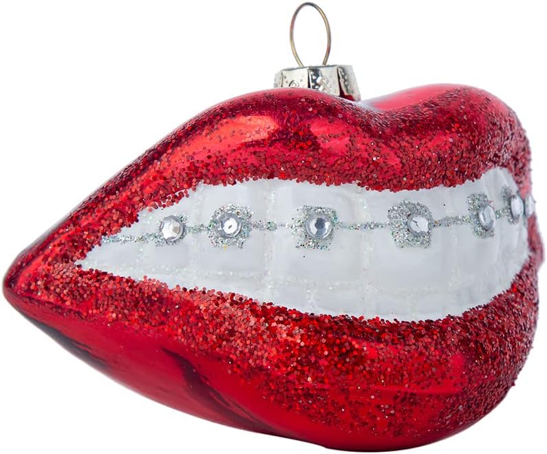 Set of 2 Glass Braces Christmas Ornament, Hand Blown Glass Dental Teeth Braces Ornaments for Christmas Tree - Image 3