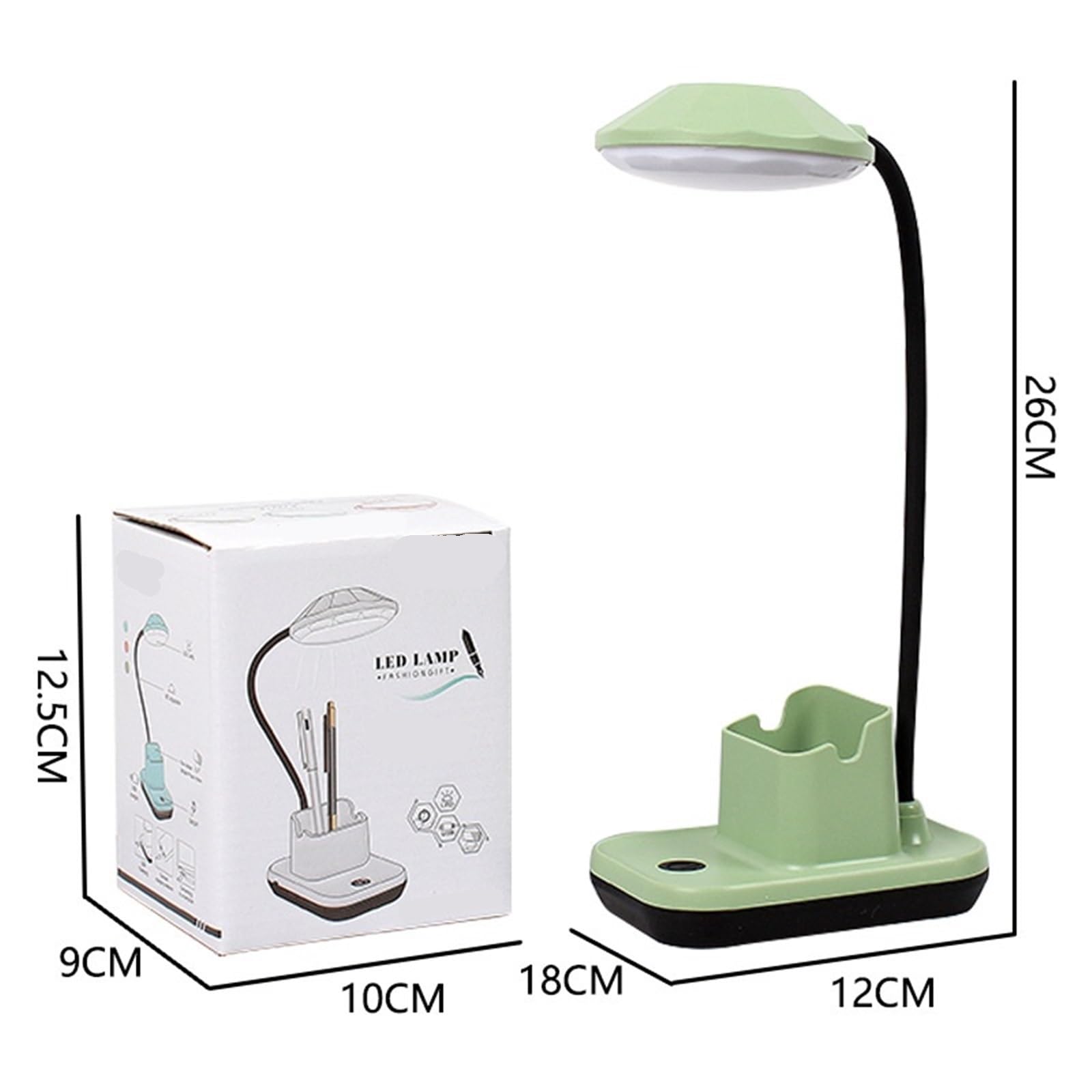 Lampa Biurkowa do Domowego Elastyczna, Przyjazna Dla Oczu Lampa Biurkowa Z Portem USB I Podstawą Na Długopis Lampa Stołowa do Czytania(Pink)