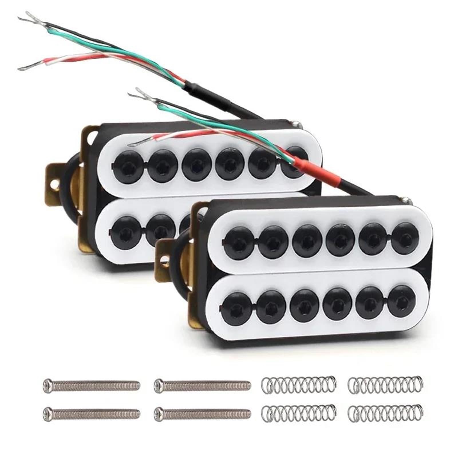 Przetwornik Do Gitary Elektrycznej Przetwornik Do Gitary Elektrycznej | Regulowane metalowe przetworniki gitary elektrycznej z podwójną cewką Humbucker Punk w kolorze czarnym(White One Set)