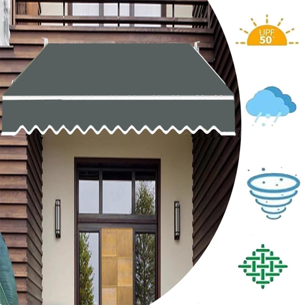 Tissu de rechange rétractable pour pare-soleil de terrasse (sans cadre) en polyester 280 g pour terrasse et porche – Gris 4 x 1,50 m