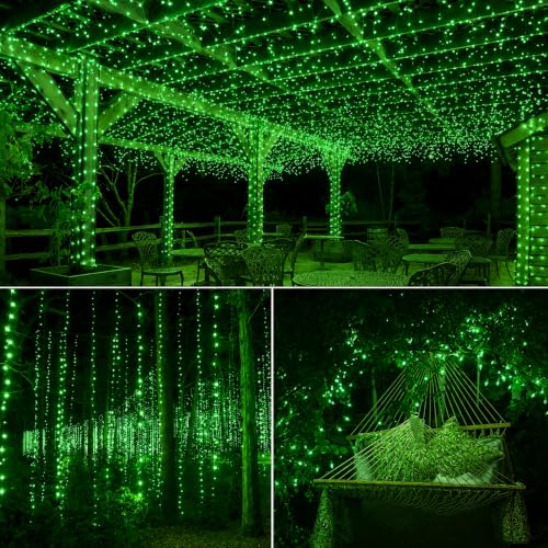 Image of fizzytech Rice Fairy String Lights, 10 Meter Copper Wire Point Control Lights with 8 Flash Modes for Diwali, Christmas, Wedding, Window, Garden & Home Decoration - Green, 100 LED