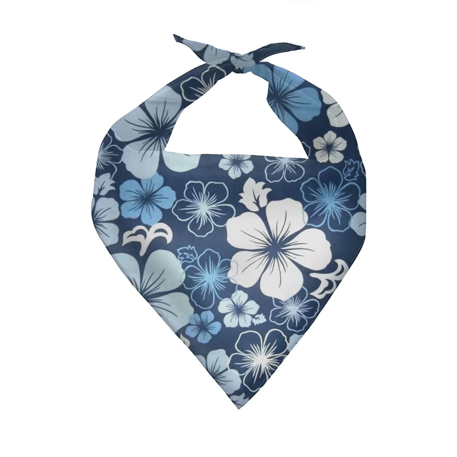 KEIAHUAN Hawaiian Flower Dog Bandana Valentine's Day Reversible Triangle Bibs Scarf Accessories for Dogs Cats Pets Gift,Blue