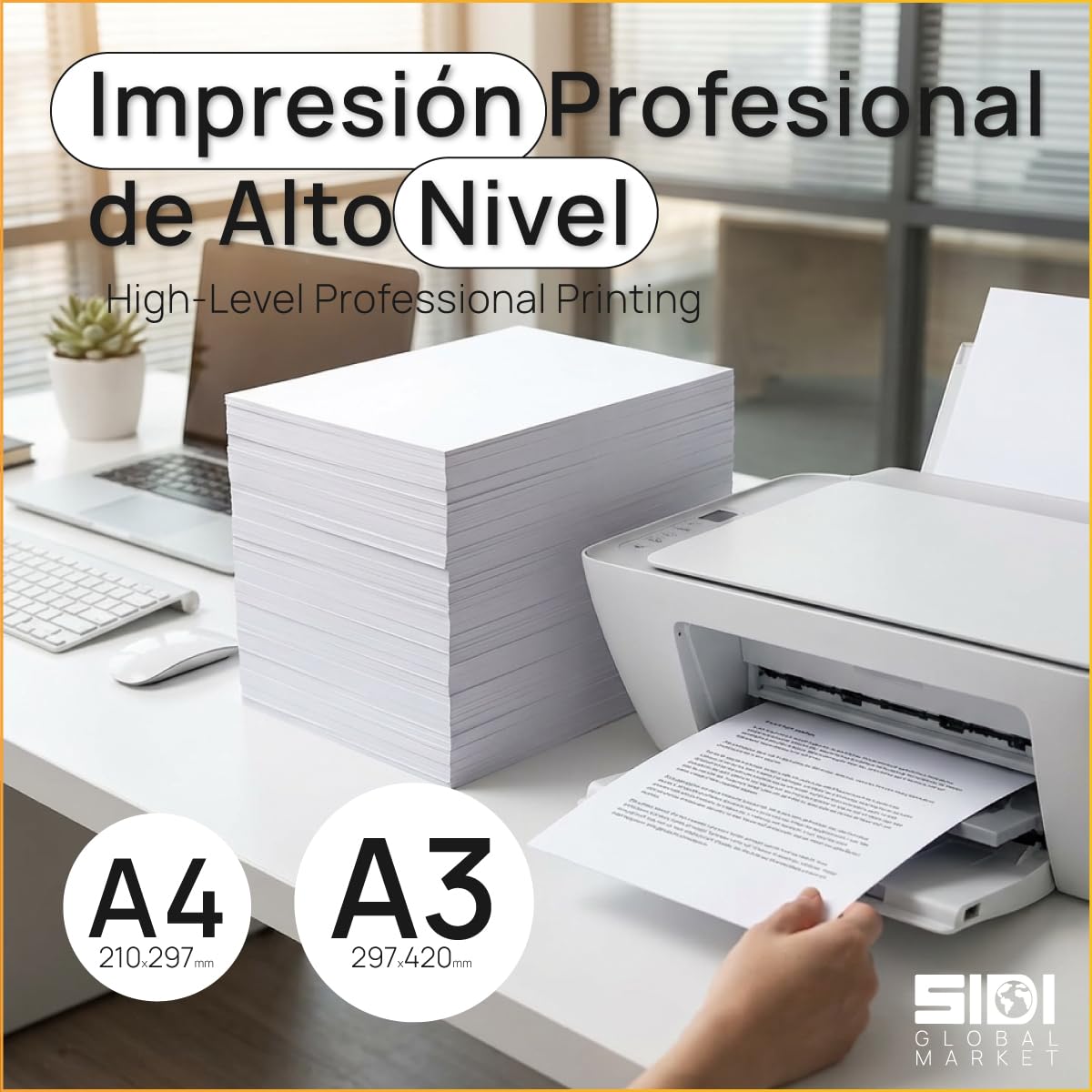 Carta A4 80g per Stampante Laser e Inkjet, 125 Fogli Bianchi per Ufficio e Casa - SIDI