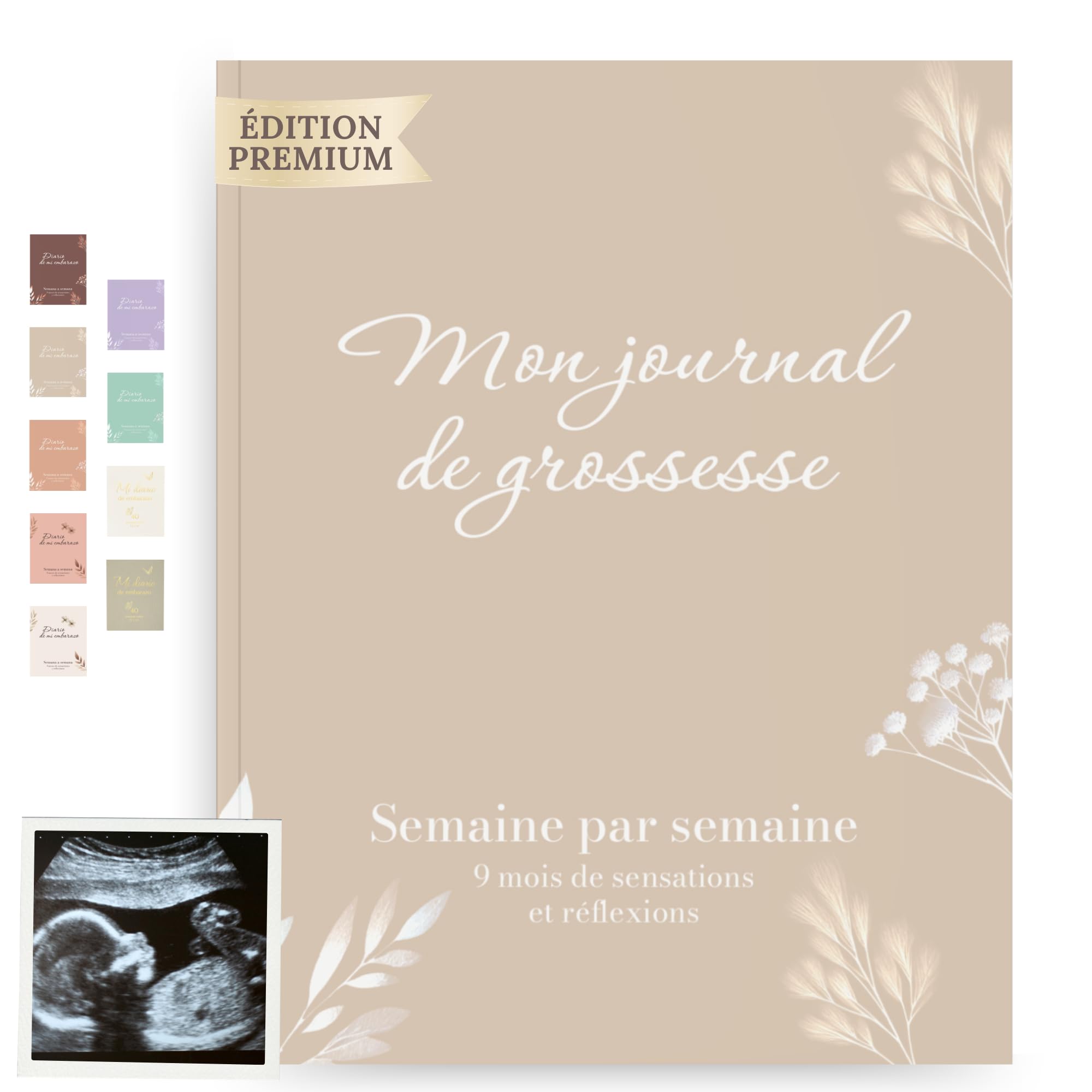 HuBorns - Journal de Grossesse pour Capturer Chaque Moment Hebdomadairement, Livre Grossesse Future Maman, Espace pour Photos et Ultrason et pour Préparer l'Accouchement