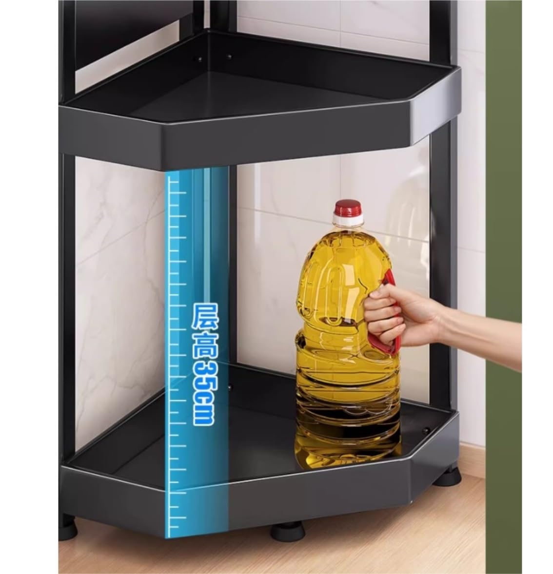 półka na przyprawy, 3-poziomowy organizer na przyprawy ze stali węglowej do przechowywania blacie(37 * 28 * 70cm)
