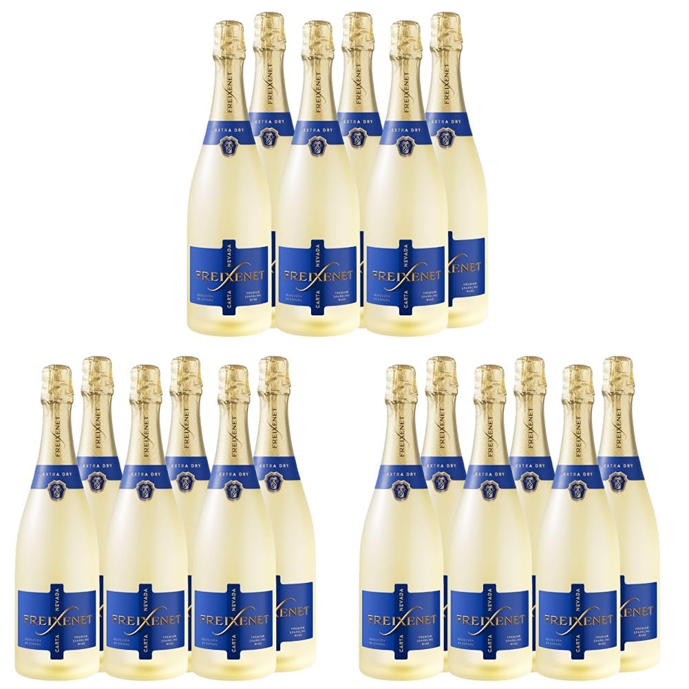Freixenet Carta Extra Dry (6 x 0,75 l) – Extra trockener Premium Sparkling Wine aus Spanien mit Mirabellen- und Zitrusnoten, hervorragend zu Käse, Desserts oder als Aperitif (Packung mit 3)