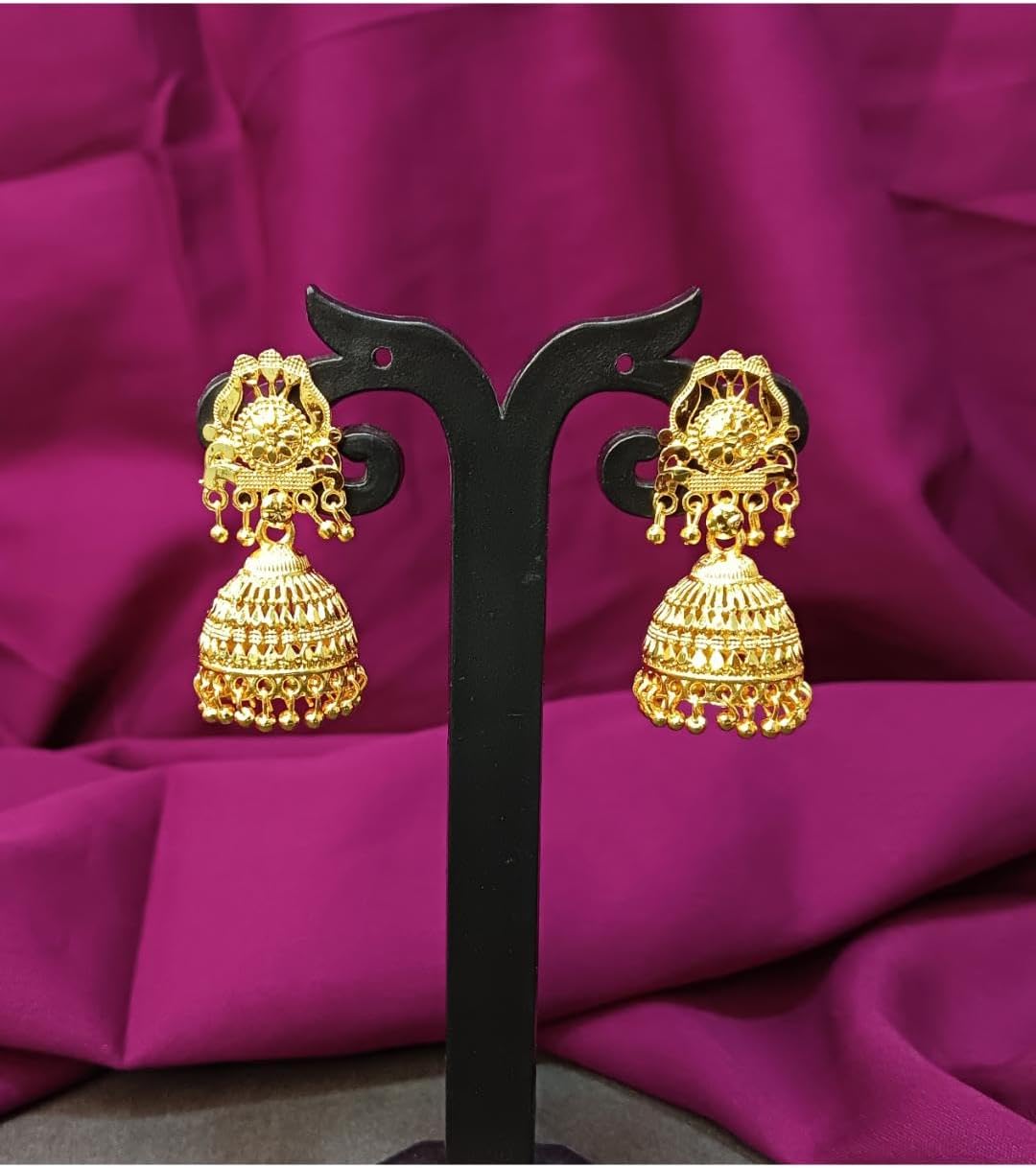 Efulgenz Gold Tone Indian Jewelry for Women Dubai Style Dangle Earrings Jhumka Jhumki Earring Set Indian Bridal Wedding Bollywood Fashion Jewelry - Image 2