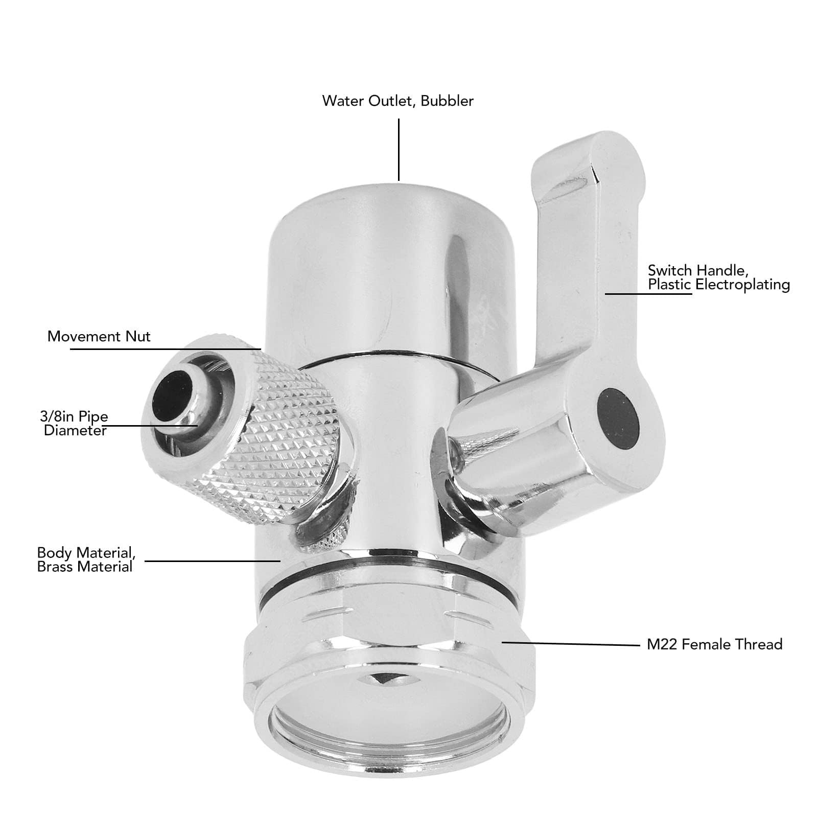 Pssopp Valvola Deviatrice Valvola Deviatrice Rubinetto da 3/8 di Pollice M22 Adattatore Soffione Doccia Femmina per Rubinetto Lavello o Bagno