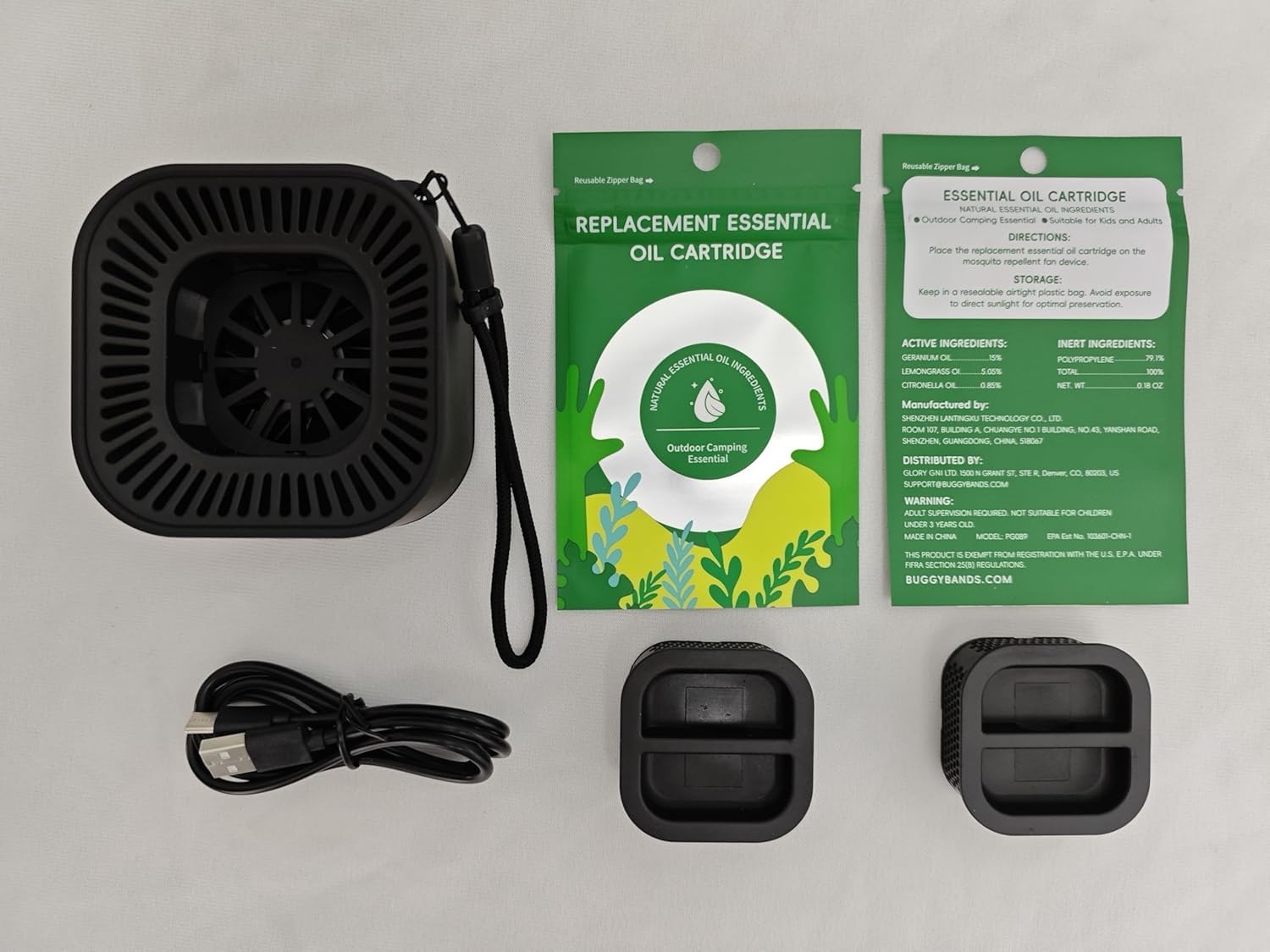 BuggyBands Repellente antizanzare portatile, per esterni e interni, ricaricabile, elettronico, repellente per insetti, 6 m, per campeggio, escursionismo, cortile, sicuro per bambini e animali